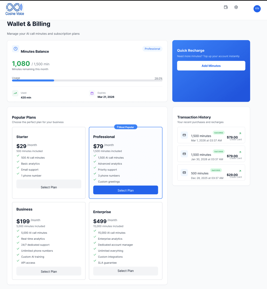 Wallet & Billing